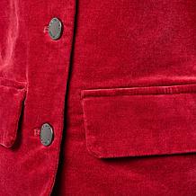 "As Is" Diane Gilman Stretch Velveteen Collarless Tailored Jacket