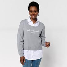 "As Is" Elle Get the Look Twofer Mixed Media Sweater
