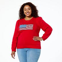 "As Is" G by Giuliana Americana Full Fashion Jersey Knit Sweater