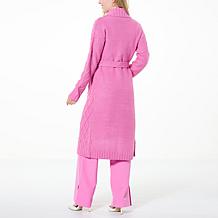 "As Is" G by Giuliana Black Label Cable Knit Belted Cardigan