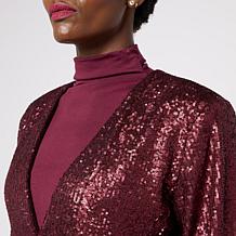 "As Is" G by Giuliana Black Label Collarless Sequin Knit Cardigan