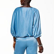 "As Is" G by Giuliana Black Label Dolman-Sleeve Satin Top