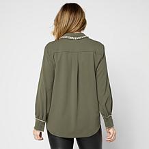 "As Is" G by Giuliana Black Label Knit Crepe Shirt Jacket