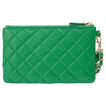 "As Is" G by Giuliana Black Label Lamb Leather Quilted Clutch Wristlet