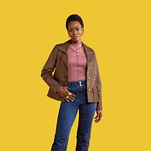 "As Is" G by Giuliana Black Label Leather Lapel Jacket