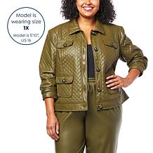 "As Is" G by Giuliana Black Label Quilted Faux Leather Jacket