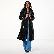 "As Is" G by Giuliana Black Label Sequined Trench Coat