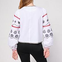 "As Is" G by Giuliana Black Label Woven Beaded Eyelet Jacket