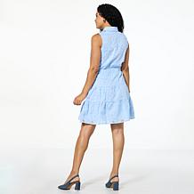 "As Is" G by Giuliana Black Label Woven Embroidered Eyelet Tiered D...