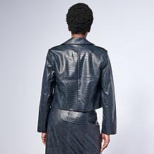 "As Is" G by Giuliana Croco-Embossed Faux Leather Cropped Jacket