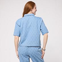 "As Is" G by Giuliana Diamond-Quilted Textured Denim Jacket