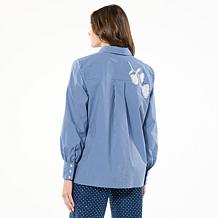 "As Is" G by Giuliana Embellished Striped Blouse