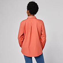 "As Is" G by Giuliana Embroidered Bib Woven Button Front Shirt