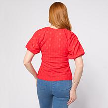 "As Is" G by Giuliana Eyelet Knit Front Twist Top