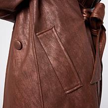 "As Is" G by Giuliana Knit Faux Leather Trench Coat