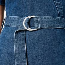 "As Is" G by Giuliana Puff-Sleeve Denim Dress with Belt