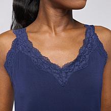 "As Is" G by Giuliana Solid Knit Tank Top with Lace Trim