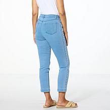 "As Is" G by Giuliana Stretch Denim Straight-Leg Jean with Studs