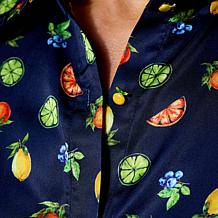 "As Is" G by Giuliana Woven Flounce-Sleeve Novelty Button-Up Blouse