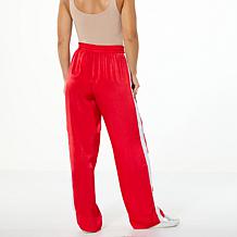 "As Is" G by Giuliana Woven Wide-Leg Track Pant with Tux Stripe