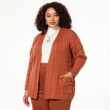 "As Is" GREY by Jhoan Sebastian Grey Cable Knit Belted Cardigan