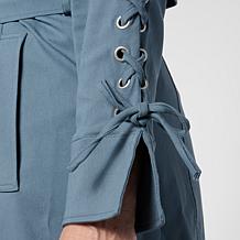 "As Is" Greyby Jhoan Sebastian Grey Stretch Twill Lace Up Sleeve Sp...