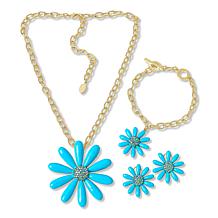 "As Is" Heidi Daus Flower Power Enamel and Crystal Jewelry Set