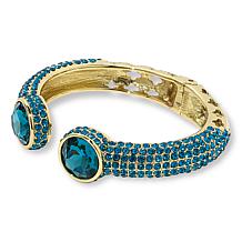 "As Is" Heidi Daus "Just For U" Glass & Crystal Hinged Bangle Bracelet