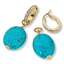 "As Is" Heidi Daus "Loop Back Around" Crystal Hoop & Chrm Drop Earrngs