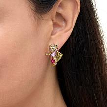 "As Is" Heidi Daus One Fish Two Fish Bronzetone Crystal Earrings