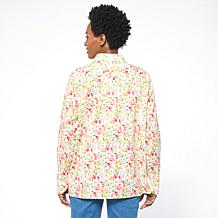 "As Is" HUE Long-Sleeve Ruffle Trim Cotton Voile Top