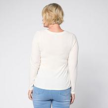 "As Is" HUE Luscious Long Sleeve V-neck Tee