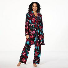 "As Is" IMAN Global Chic Buttery Soft Knit Robe with Piping Detail