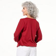 "As Is" IMAN Global Chic Embellished Sweater Knit Top with Bubble Hem