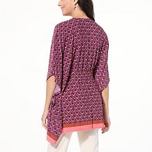 "As Is" IMAN Global Chic Geo Print Belted Scarf Top