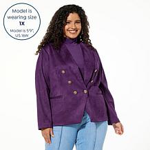 "As Is" IMAN Global Chic Luxe Faux Suede Blazer