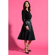 "As Is" IMAN Global Chic Pleated Faux Leather Skirt