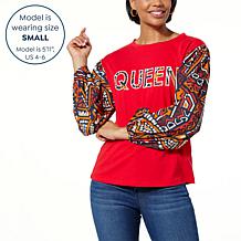 "As Is" IMAN Global Chic Queen Printed Top