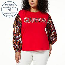 "As Is" IMAN Global Chic Queen Printed Top