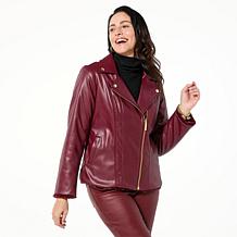 "As Is" IMAN Global Chic Reversible Faux Fur to Faux Leather Jacket