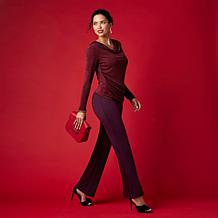 "As Is" IMAN Global Chic Shimmer Knit Drape Front Top