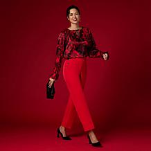 "As Is" IMAN Global Chic Woven Wide-Leg Pant with Button Details