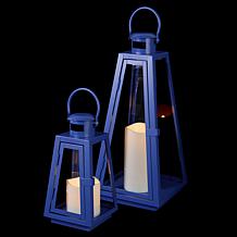"As Is" Improvements Metal Lanterns with LED Pillar Candles - Set of 2
