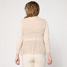 "As Is" Jaclyn Smith 3/4-Sleeve Sweater Knit Flounce Cardigan