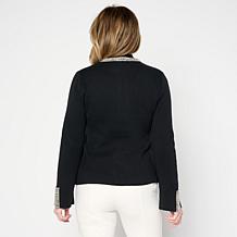 "As Is" Jaclyn Smith Beaded Trim Sweater Cardigan