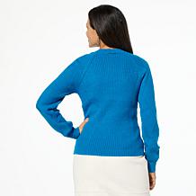 "As Is" Jaclyn Smith Diamond Stitch Button Detail Pullover Sweater