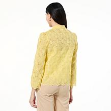 "As Is" Jaclyn Smith Floral Lace Henley Blouse