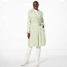 "As Is" Jaclyn Smith Metallic Belted Trench Coat