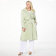 "As Is" Jaclyn Smith Metallic Belted Trench Coat