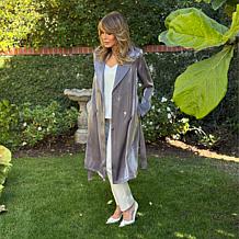 "As Is" Jaclyn Smith Metallic Belted Trench Coat